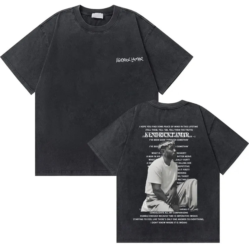 Washed Vintage Rapper Kendrick Lamar to Pimp a Butterfly Graphic Tshirt Men Hip Hop Rap Style T Shirts Male Oversized T-Shirts