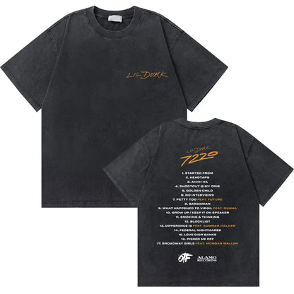 Washed Vintage Rapper Lil Durk Healing Tour T-Shirt Men Women Hip Hop Fashion Oversized Tshirt Male Casual 100% Cotton T Shirts