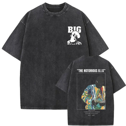 Washed Vintage the Notorious Big Ready to Die Big Poppa Album Graphic T Shirts Men Women'S Hip Hop Rapper Biggie Smalls T-Shirts