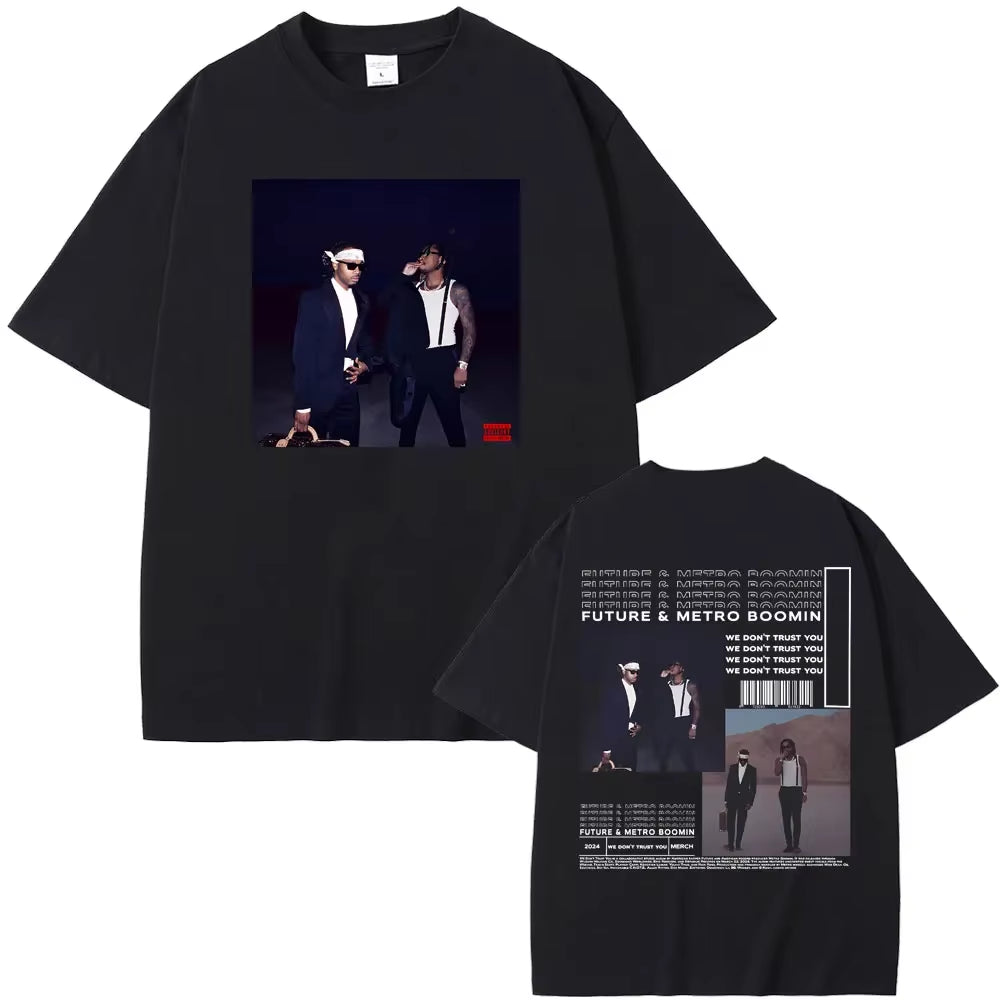 Rapper Metro Boomin Heroes & Villains Double Sided Print T-Shirts Men Women Hip Hop Vintage Oversize Tshirt Male Cool Streetwear