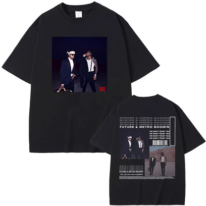 Rapper Metro Boomin Heroes & Villains Double Sided Print T-Shirts Men Women Hip Hop Vintage Oversize Tshirt Male Cool Streetwear