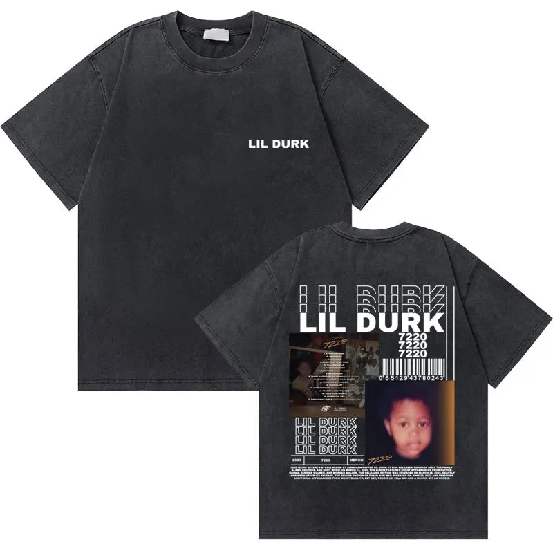 Washed Vintage Rapper Lil Durk Healing Tour T-Shirt Men Women Hip Hop Fashion Oversized Tshirt Male Casual 100% Cotton T Shirts