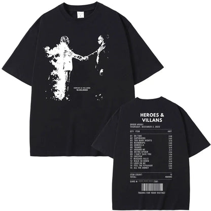 Rapper Metro Boomin Heroes & Villains Double Sided Print T-Shirts Men Women Hip Hop Vintage Oversize Tshirt Male Cool Streetwear
